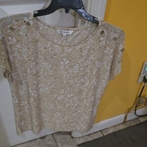 Beige Floral Women's Top
